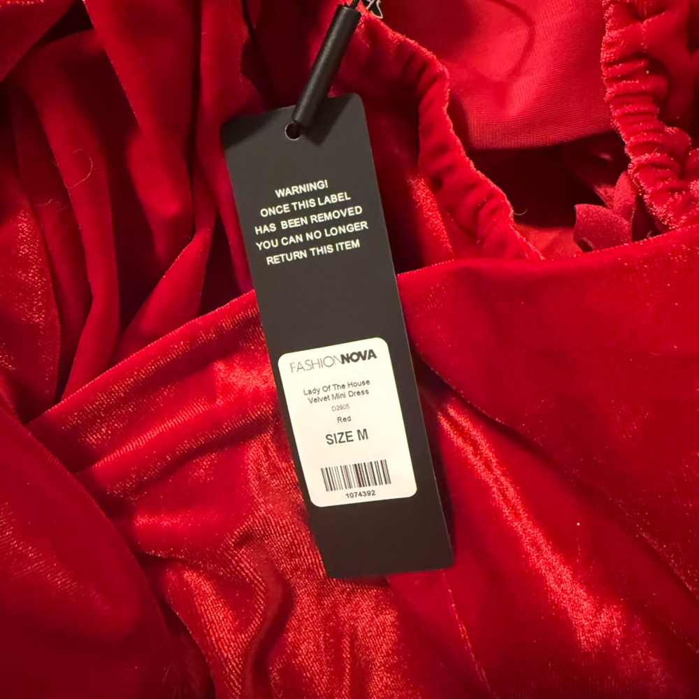 Velvet mini dress - Red - size M - Picture 5 of 5